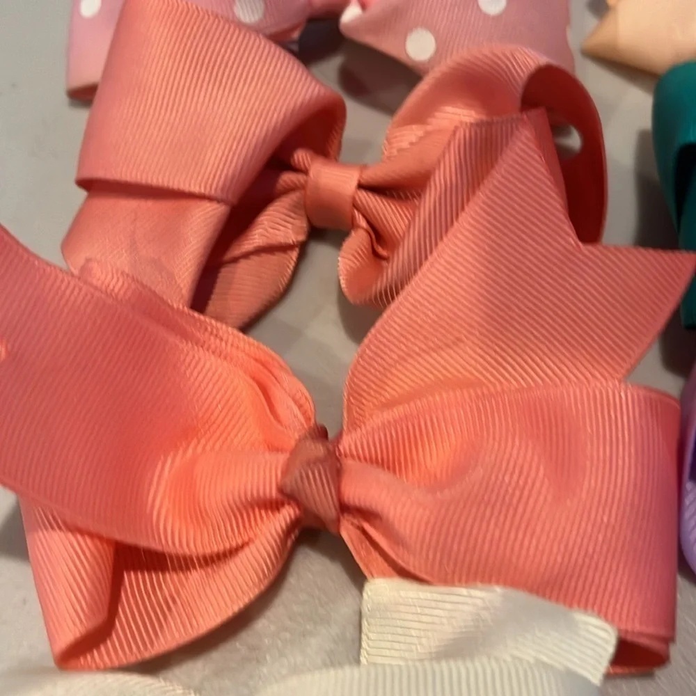 girls hair bows clips. Bundle of 10. 4 inch total length.  2 inch alligator clip